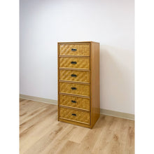 Load image into Gallery viewer, Dixie Parquet Inlay Tall Chest of Drawers Brass Detail Coastal Hollywood Regency