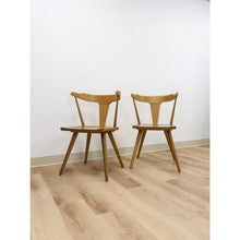 Load image into Gallery viewer, Modern MCM Style Wood Windsor Chair Pair Mortise Tenon Joinery Dining Accent