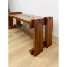 Load image into Gallery viewer, Handmade Rustic Coastal Pine Bench, Walnut Stained Walnut, Farmhouse, Primitive