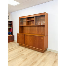 Load image into Gallery viewer, MCM Teak 2 Piece China Cabinet Sliding Doors Shelves Vintage Buffet Storage