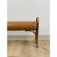 Load image into Gallery viewer, French Style Bentwood Rattan Woven Bench Vintage MCM 1960s Accent Boho Design