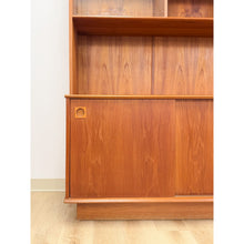 Load image into Gallery viewer, MCM Teak 2 Piece China Cabinet Sliding Doors Shelves Vintage Buffet Storage