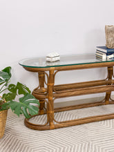 Load image into Gallery viewer, Vintage Curved Pencil Reed Console Table