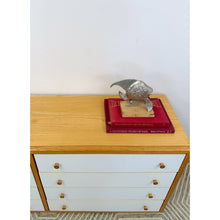 Load image into Gallery viewer, Dixie MCM 8-Drawer Natural Wood Dresser White Fronts Vintage 64" Wide
