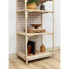 Load image into Gallery viewer, Vintage Arched Blonde Rattan Lattice Etagere Coastal Boho Hollywood Regency