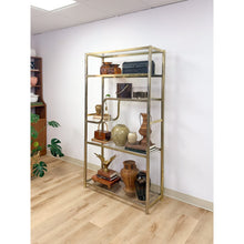 Load image into Gallery viewer, Vintage Milo Baughman Style Brass Tone Etagere Shelf Vintage Hollywood Regency