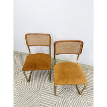 Load image into Gallery viewer, Pair of Cesca Chairs Brass Cane Vintage MCM Coastal Mid-Century Dining Chairs