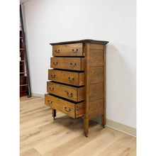 Load image into Gallery viewer, Antique Oak Dresser Five Drawer Tallboy Chest of Drawers Bedroom Furniture