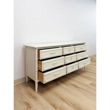 Load image into Gallery viewer, Vintage Thomasville Paoletti Faux Bamboo 9 Drawer Dresser White Hollywood Regency