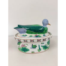 Load image into Gallery viewer, Famille Verte Style Ceramic Duck Figure Lidded Serving Dish
