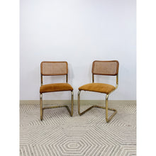 Load image into Gallery viewer, Pair of Cesca Chairs Brass Cane Vintage MCM Coastal Mid-Century Dining Chairs