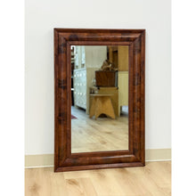Load image into Gallery viewer, Vintage MCM Walnut Burlwood Tiger Oak Wall Mirror Antique Frame Hanging Mirror
