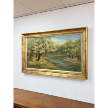 Load image into Gallery viewer, Vintage Oil Painting Landscape Father Son Fishing River Impressionist On Canvas