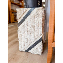 Load image into Gallery viewer, Black White Tessellated Stone Side Table Geometric Pedestal Vintage