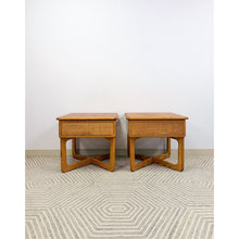 Load image into Gallery viewer, Very Rare Lane Perception MCM Oak Nightstands Cane Drawers Vintage Mid Century