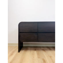 Load image into Gallery viewer, Modern Crate and Barrel "Cortez" Black Six Drawer Dresser Curved With Soft Close