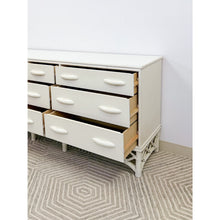 Load image into Gallery viewer, Vintage White Rattan 9-Drawer Dresser Old Florida Ficks Reed Style MCM Coastal
