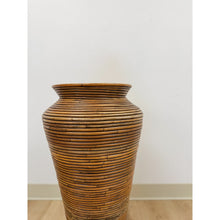 Load image into Gallery viewer, Pencil Reed Rattan Gabriella Crespi Style Tall Vase Vintage Coastal Boho MCM