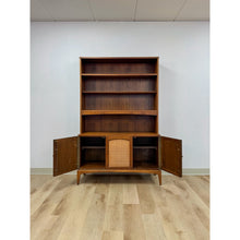 Load image into Gallery viewer, Vintage Lane MCM Hutch Rhythm Cane Door Bookcase Display China Cabinet Shelving