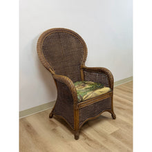 Load image into Gallery viewer, Coastal Wicker Rattan Chair Vintage Beach Scene Cushion Boho Accent Outdoor