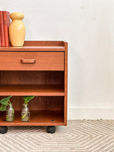 Load image into Gallery viewer, Danish Teak Rolling Side Table