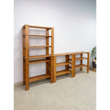 Load image into Gallery viewer, Vintage Modular Pine 4-Piece Shelf Unit Rustic Stackable Bookcase Organic Modern