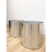 Load image into Gallery viewer, Vintage Round Chrome Oversized Planter Pair MCM Mid-Century Modern Chic