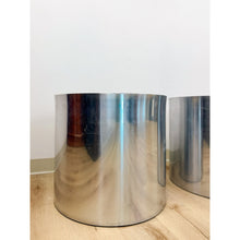 Load image into Gallery viewer, Vintage Round Chrome Oversized Planter Pair MCM Mid-Century Modern Chic