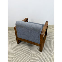 Load image into Gallery viewer, Vintage MCM Single Accent Chair Rounded Wood Arms Mid-Century Lounge