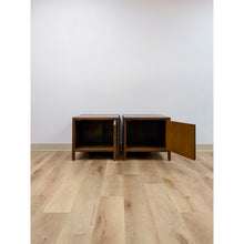 Load image into Gallery viewer, Pair of Vintage MCM Transitional Mersman Clover Walnut End Tables w/ Cabinet