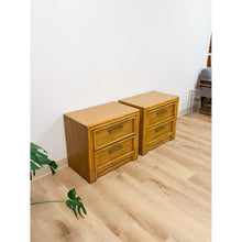 Load image into Gallery viewer, Lea Furniture Faux Bamboo Nightstand Pair Vintage Coastal Hollywood Regency
