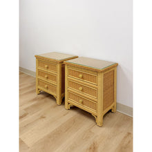 Load image into Gallery viewer, Henry Link Wicker 3-Drawer Pair of Nightstands Vintage Coastal Hollywood Regency