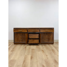 Load image into Gallery viewer, Vintage MCM Bassett Nine Drawer Fluted Dresser Brass Pulls and Trim Mid Century