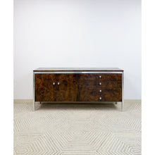 Load image into Gallery viewer, Tomlinson MCM Burlwood Credenza Chrome Details Doors Drawers, Buffet, Console