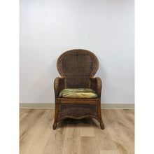 Load image into Gallery viewer, Coastal Wicker Rattan Chair Vintage Beach Scene Cushion Boho Accent Outdoor