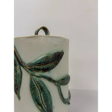 Load image into Gallery viewer, Studio Pottery Jar Lid Vine Leaf Design Handcrafted Ceramic Cookie Jar