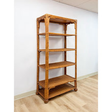 Load image into Gallery viewer, Vintage Coastal Hollywood Regency Tortoise Bamboo Shelf, Wicker Shelving