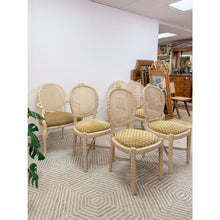 Load image into Gallery viewer, Set of 6 Vintage Cane Dining Chairs Coastal Chic w/ Captains Chairs Hollywood