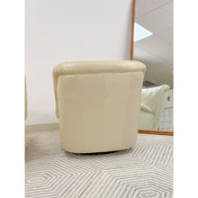 Load image into Gallery viewer, Vintage Cream Leather MCM Postmodern Swivel Glider Chair Pair 28" Wide