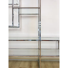 Load image into Gallery viewer, Rare Milo Baughman Style Chrome Glass Etagere Display Shelf Vintage MCM Shelving
