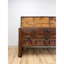 Load image into Gallery viewer, Antique Indian Dowry Chest 19th Century Brass Studs Iron Medieval Style Console
