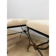 Load image into Gallery viewer, Pair of Swaim Designer Metal and Beige Upholstered Footstools, High Point