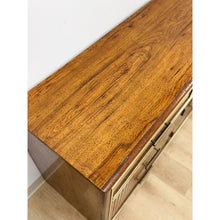 Load image into Gallery viewer, Vintage MCM Bassett Nine Drawer Fluted Dresser Brass Pulls and Trim Mid Century