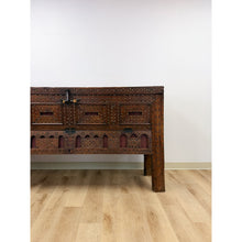 Load image into Gallery viewer, Antique Indian Dowry Chest 19th Century Brass Studs Iron Medieval Style Console