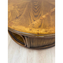 Load image into Gallery viewer, Pencil Reed Rattan Burlwood Inlay Round Coffee Table Gabriella Crespi Style Rare