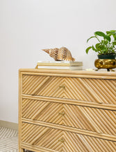 Load image into Gallery viewer, Vintage Rattan Pencil Reed Chest of Drawers