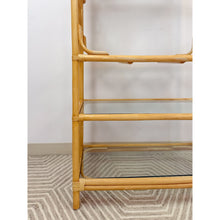 Load image into Gallery viewer, Vintage Arched Rattan Wicker Bamboo Shelf Hollywood Regency Coastal 5 shelves