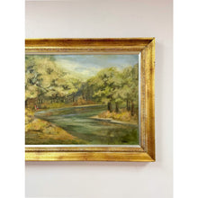Load image into Gallery viewer, Vintage Oil Painting Landscape Father Son Fishing River Impressionist On Canvas