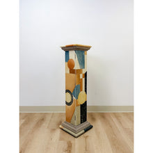 Load image into Gallery viewer, Vintage Postmodern Art Deco Hand Painted Pedestal Hidden Storage Cubist Column