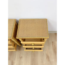 Load image into Gallery viewer, Henry Link Wicker 3-Drawer Pair of Nightstands Vintage Coastal Hollywood Regency